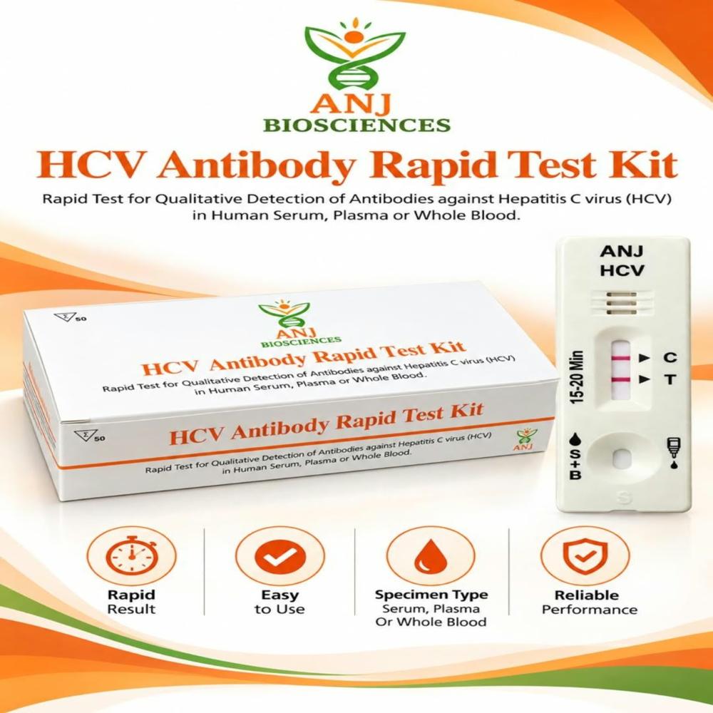 HCV Test Card - Plastic Material, White Color | Clinical, Hospital, Home Purpose Use