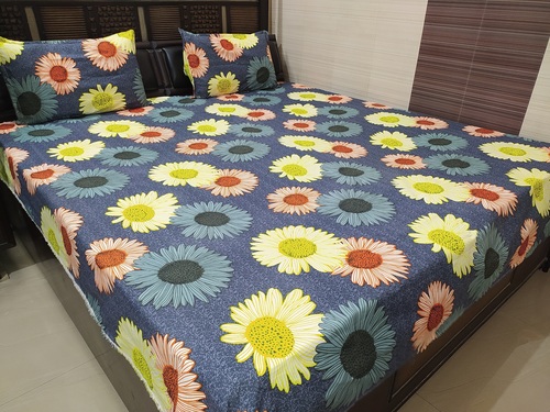 Multi Abc Textile House Mix Cotton Queen Size Double Bedsheet With 2 Pillow Covers (90X100 Inches)