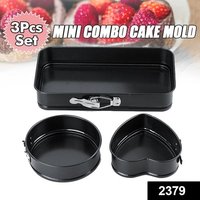 2379 Multiple Shape Metal Moulds For Baking Non-stick Cake Tins - Stainless Steel, Black | Quick Release Clasp, Removable Bottoms, Ideal For Cheesecakes