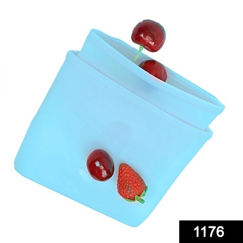 1176 Reusable Airtight Seal Storage Freezer Leak-proof Silicone Food Bag (Pack Of 2) (350ml & 750ml By DEODAP INTERNATIONAL PRIVATE LIMITED