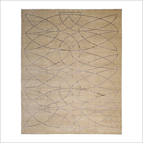 Hand Knotted Geometrical Wool And Bamboo Silk Carpet