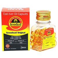 Merck Sevenseas Original Cod Liver Oil Capsules - 100 Pieces | Rich Omega-3 Source, Supports Healthy Bones And Vision, Immune System Booster