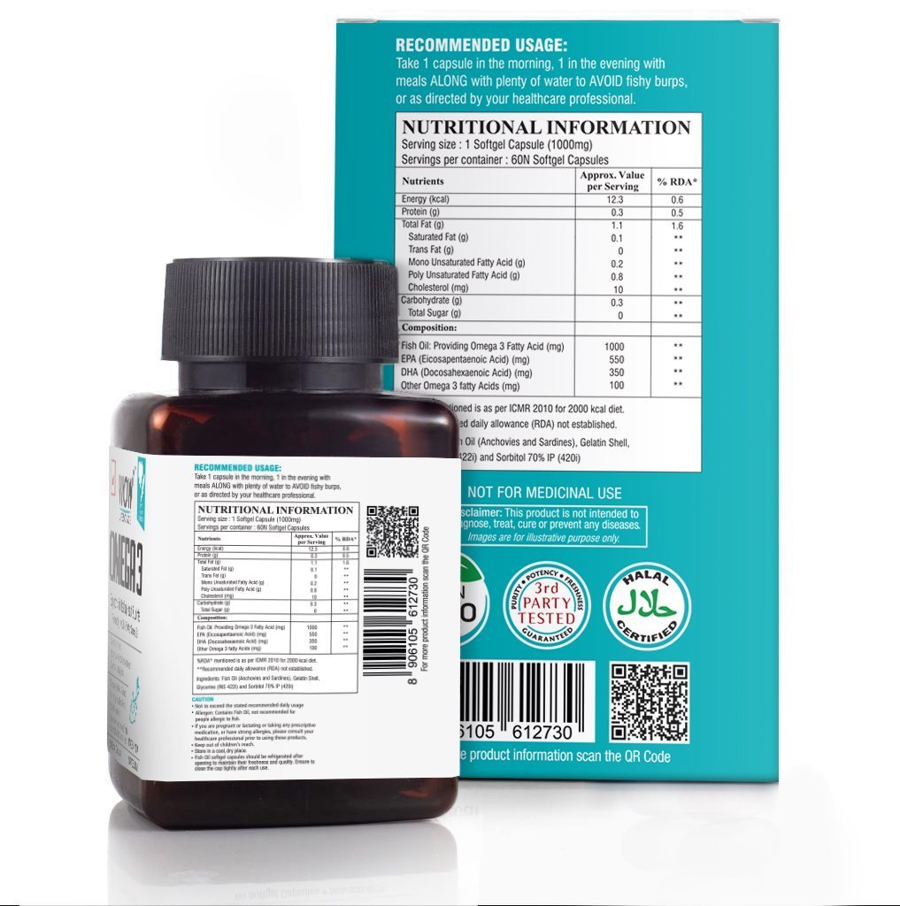 Wow Omega-3 Fish Oil Triple Strength 1000mg - 60capsules