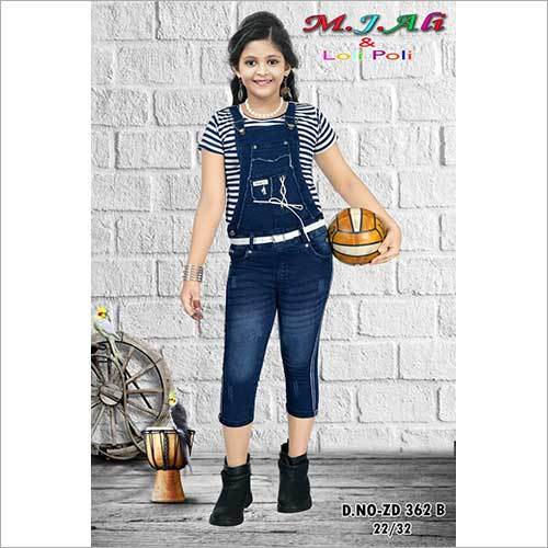 Girls Denim Fancy Dangri