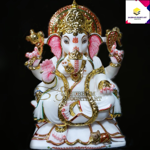 Multi Colour Marble Ganesh Statue
