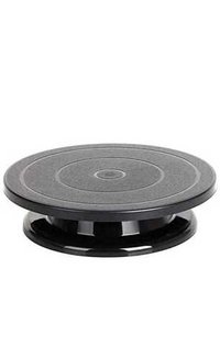 Cake Turntable - Plastic Material, 28cm Size, Black Color | Non-slip Base, Effortless 360â° Rotation For Easy Cake Icing And Decorating