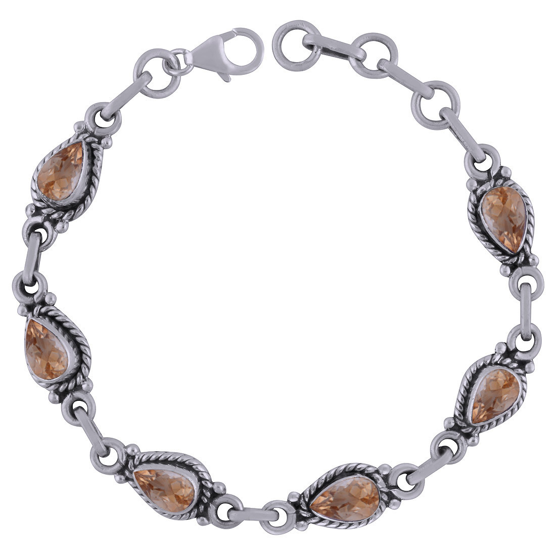 AMETHYST NATURAL GEMSTONE 925 STERLING SOLID SILVER PEAR CUT STONE HANDMADE BRACELET