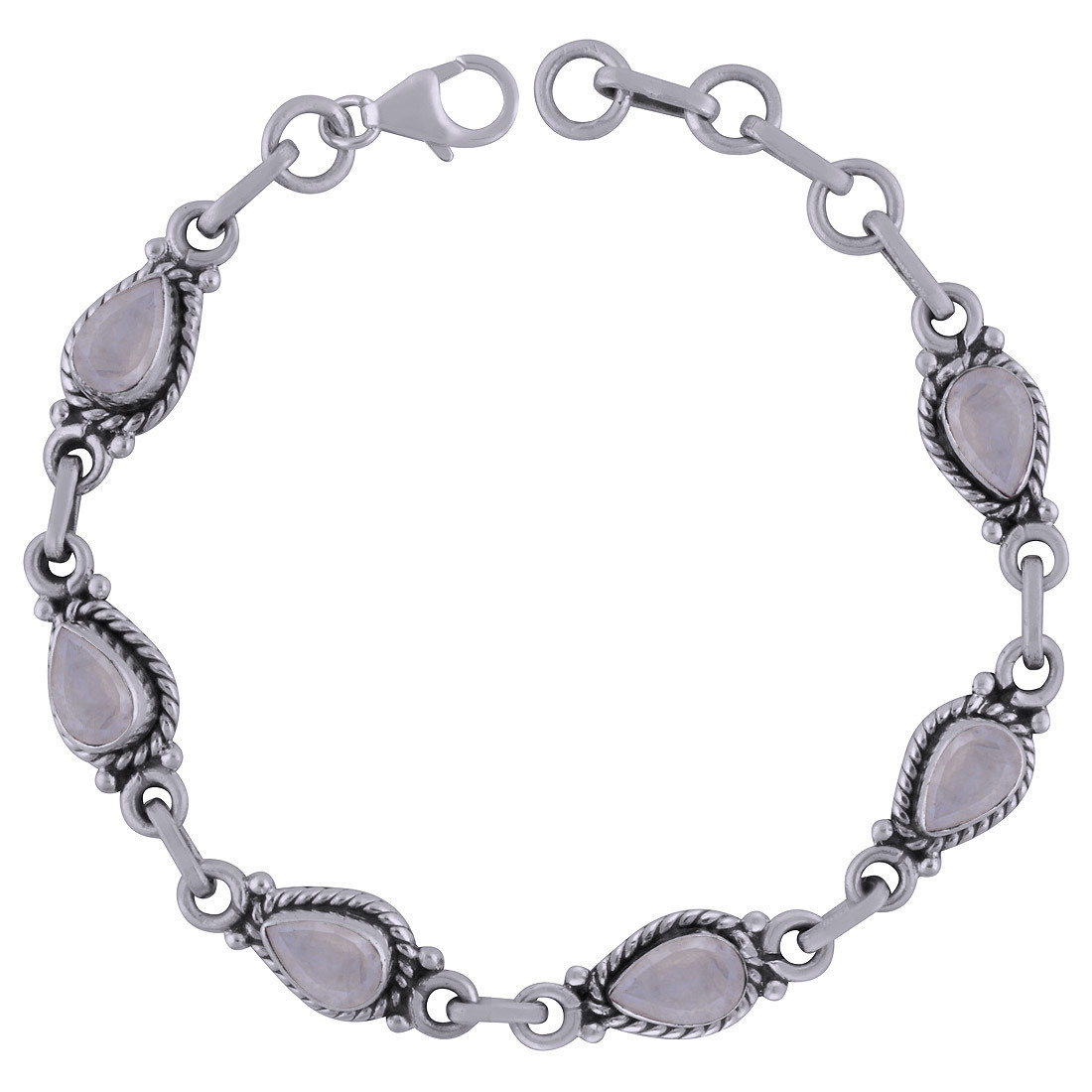 AMETHYST NATURAL GEMSTONE 925 STERLING SOLID SILVER PEAR CUT STONE HANDMADE BRACELET