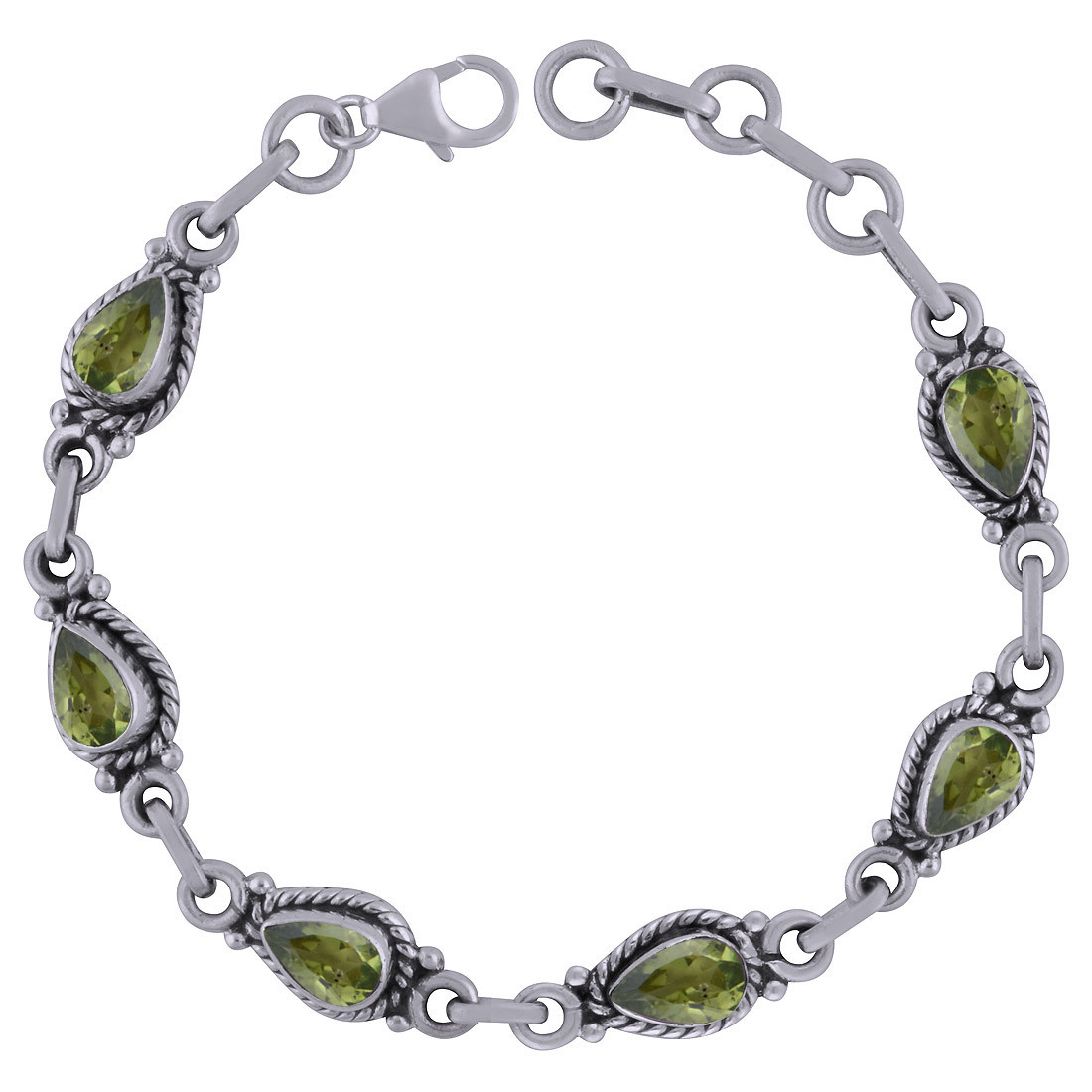 AMETHYST NATURAL GEMSTONE 925 STERLING SOLID SILVER PEAR CUT STONE HANDMADE BRACELET