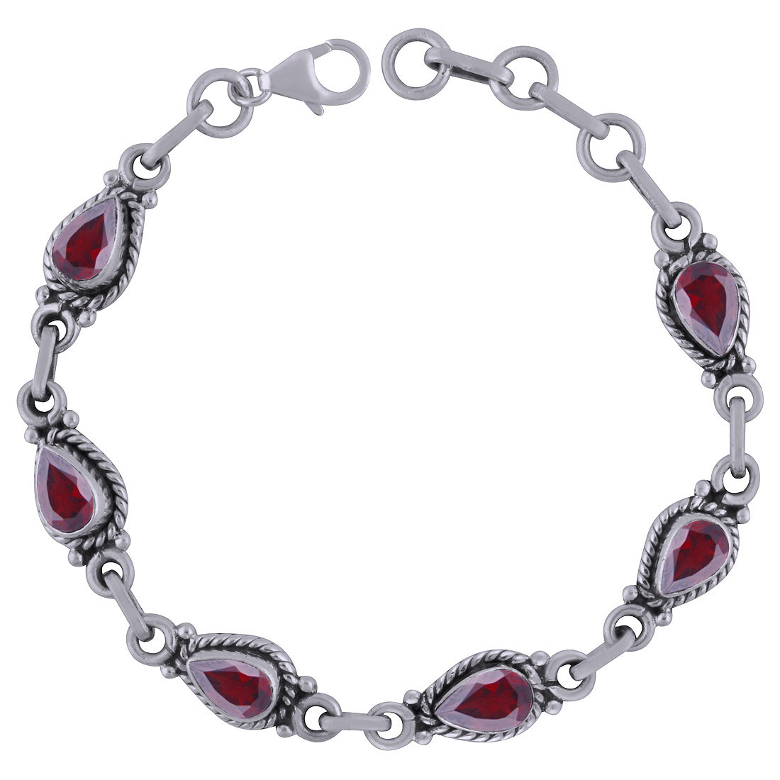 AMETHYST NATURAL GEMSTONE 925 STERLING SOLID SILVER PEAR CUT STONE HANDMADE BRACELET