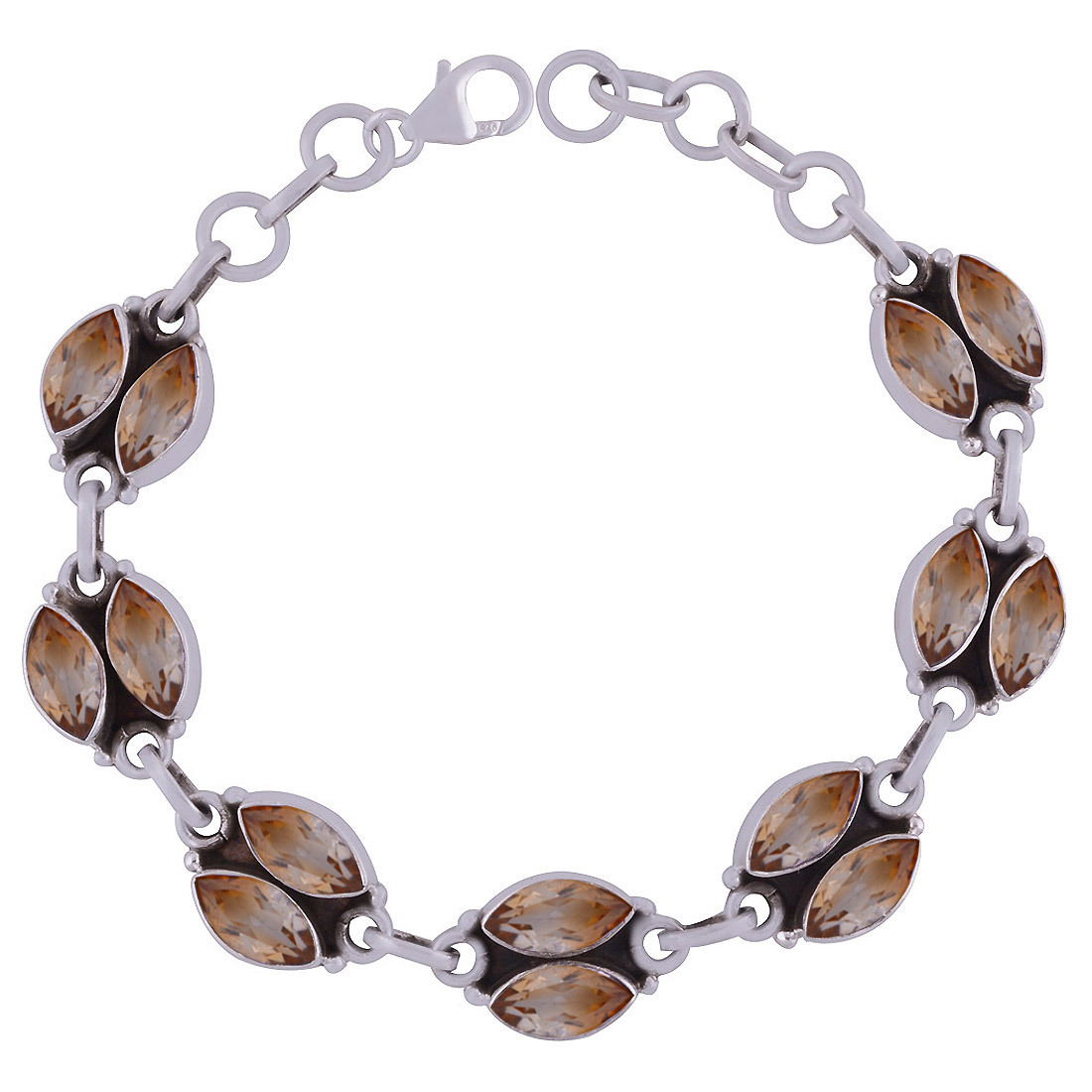 AMETHYST NATURAL GEMSTONE 925 STERLING SOLID SILVER MARQUISE CUT STONE HANDMADE BRACELET