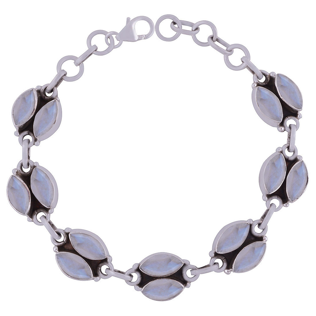 AMETHYST NATURAL GEMSTONE 925 STERLING SOLID SILVER MARQUISE CUT STONE HANDMADE BRACELET