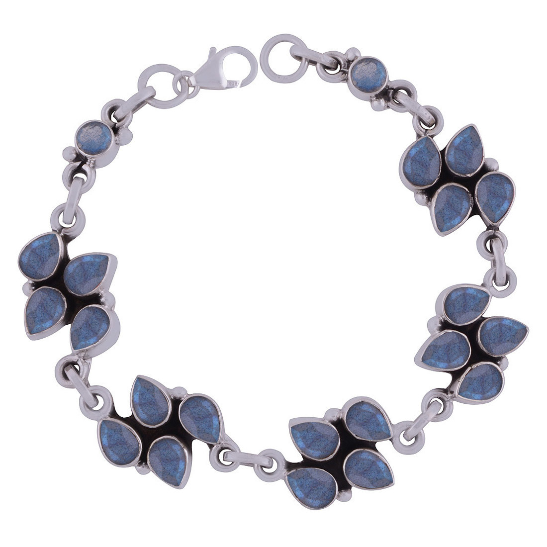GARNET NATURAL GEMSTONE 925 STERLING SOLID SILVER PEAR CUT STONE HANDMADE BRACELET