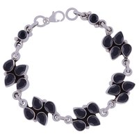 GARNET NATURAL GEMSTONE 925 STERLING SOLID SILVER PEAR CUT STONE HANDMADE BRACELET