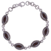 SMOKEY TOPAZ NATURAL GEMSTONE 925 STERLING SOLID SILVER ROUND CUT STONE HANDMADE BRACELET