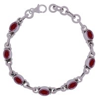 AMETHYST NATURAL GEMSTONE 925 STERLING SOLID SILVER OVAL CUT STONE HANDMADE BRACELET