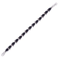 GARNET NATURAL GEMSTONE 925 STERLING SOLID SILVER PEAR CUT STONE HANDMADE BRACELET