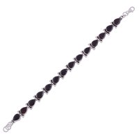 GARNET NATURAL GEMSTONE 925 STERLING SOLID SILVER PEAR CUT STONE HANDMADE BRACELET