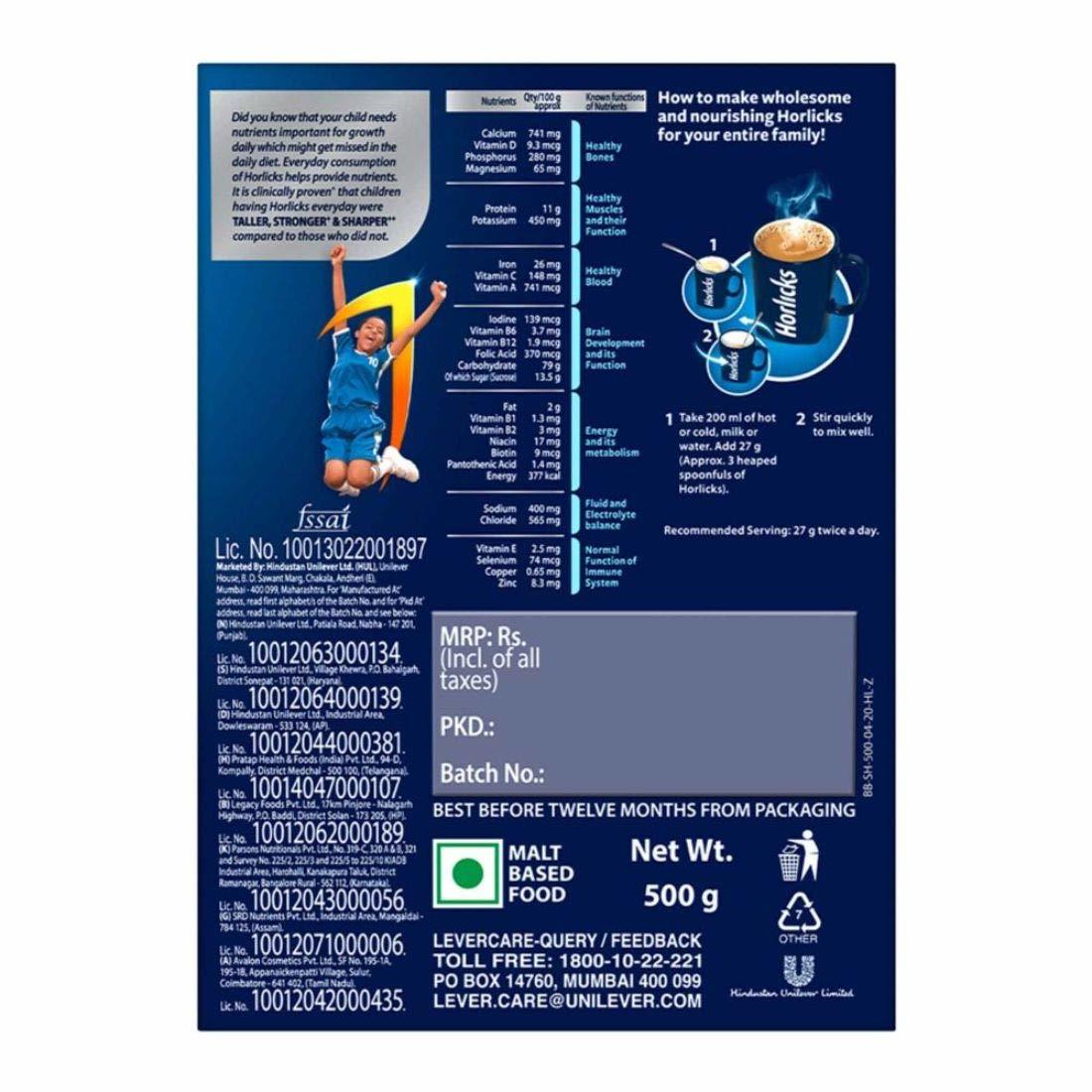 Horlicks Health & Nutrition Drink Classic Malt - 500g