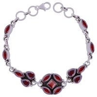 RAINBOW NATURAL GEMSTONE 925 STERLING SOLID SILVER MULTIPLE SHAPE CUT STONE HANDMADE BRACELET