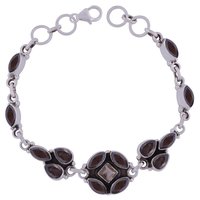 RAINBOW NATURAL GEMSTONE 925 STERLING SOLID SILVER MULTIPLE SHAPE CUT STONE HANDMADE BRACELET