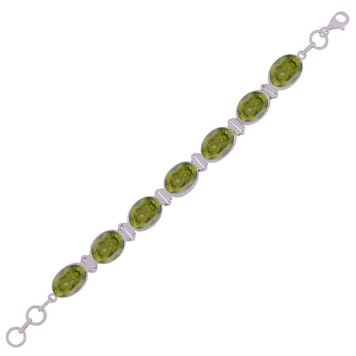 PERIDOT NATURAL GEMSTONE 925 STERLING SOLID SILVER OVAL CUT STONE HANDMADE BRACELET