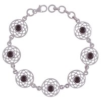 AMETHYST NATURAL GEMSTONE 925 STERLING SOLID SILVER ROUND CUT STONE JALI HANDMADE BRACELET