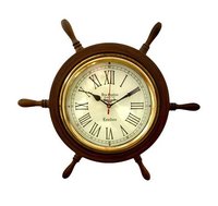 Antique Finish Wheel Style Wooden Wall Clock