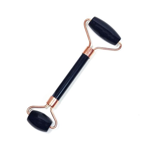 Black Tourmaline Crystal Face Roller Massager - Double Head Design Jade Roller for Face Massage Detox & Relaxation Lymphatic Drainage Stress Relief