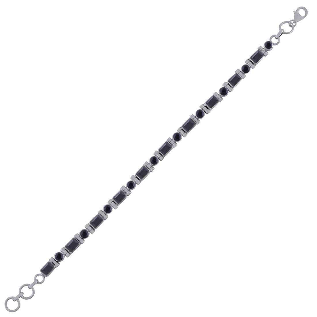 MULTIPLE NATURAL GEMSTONES 925 STERLING SOLID SILVER ROUND/RECTANGLE CUT STONE HANDMADE BRACELET