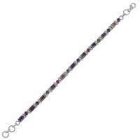MULTIPLE NATURAL GEMSTONES 925 STERLING SOLID SILVER ROUND/RECTANGLE CUT STONE HANDMADE BRACELET