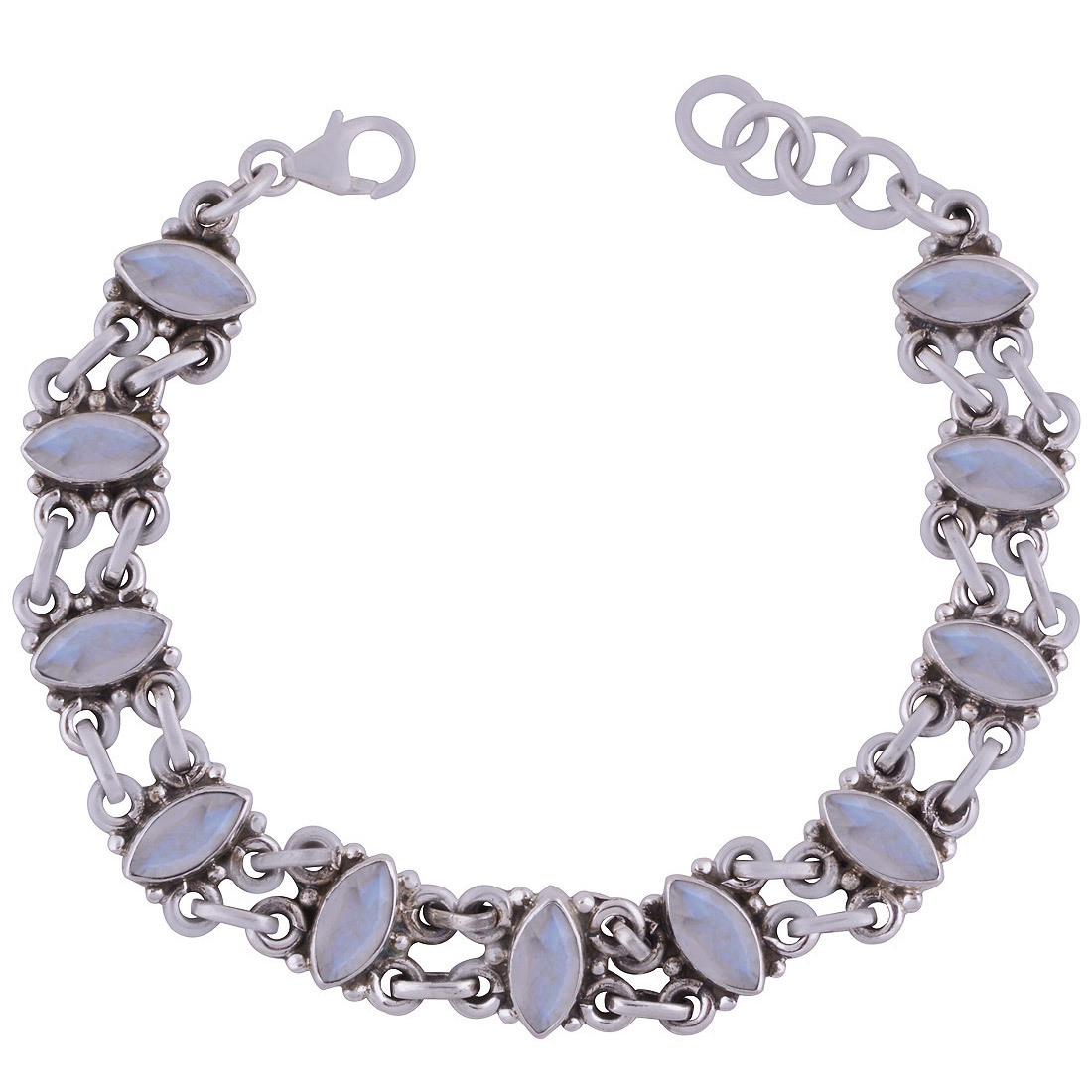 AMETHYST NATURAL GEMSTONE 925 STERLING SOLID SILVER MARQUISE CUT STONE HANDMADE BRACELET