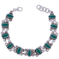 AMETHYST NATURAL GEMSTONE 925 STERLING SOLID SILVER MARQUISE CUT STONE HANDMADE BRACELET