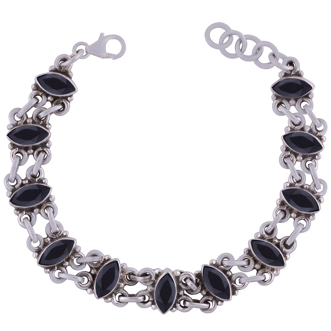 AMETHYST NATURAL GEMSTONE 925 STERLING SOLID SILVER MARQUISE CUT STONE HANDMADE BRACELET