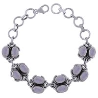 AMETHYST NATURAL GEMSTONE 925 STERLING SOLID SILVER OVAL CUT STONE HANDMADE BRACELET