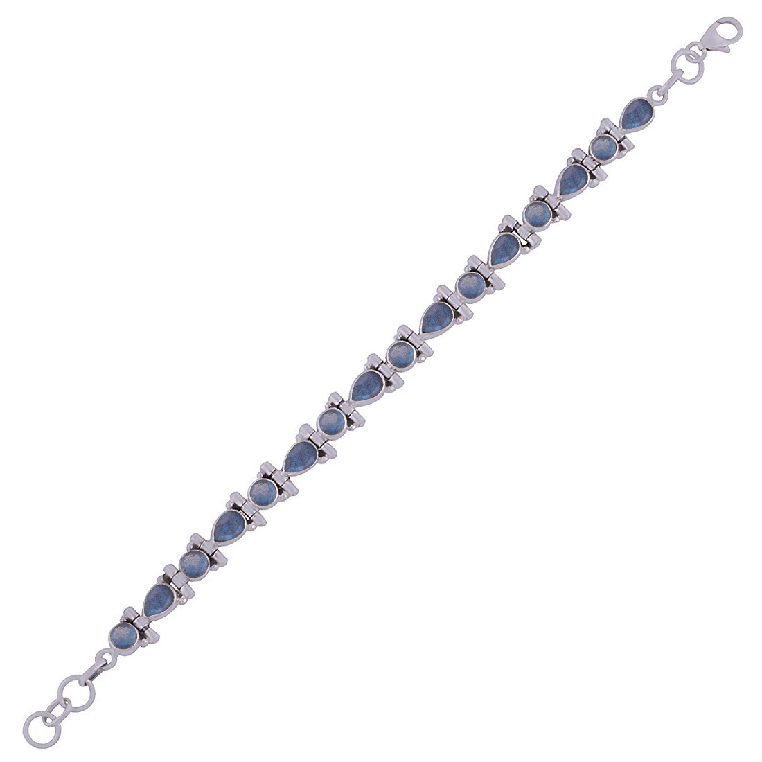 GARNET NATURAL GEMSTONE 925 STERLING SOLID SILVER PEAR/ROUND CUT STONE HANDMADE BRACELET
