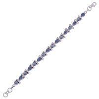 GARNET NATURAL GEMSTONE 925 STERLING SOLID SILVER PEAR/ROUND CUT STONE HANDMADE BRACELET