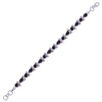 GARNET NATURAL GEMSTONE 925 STERLING SOLID SILVER PEAR/ROUND CUT STONE HANDMADE BRACELET