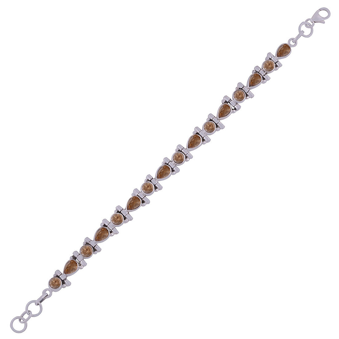 GARNET NATURAL GEMSTONE 925 STERLING SOLID SILVER PEAR/ROUND CUT STONE HANDMADE BRACELET