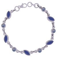 AMETHYST NATURAL GEMSTONE 925 STERLING SOLID SILVER ROUND/MARQUISE CUT STONE HANDMADE BRACELET