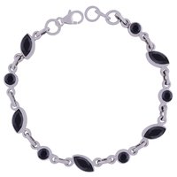 AMETHYST NATURAL GEMSTONE 925 STERLING SOLID SILVER ROUND/MARQUISE CUT STONE HANDMADE BRACELET