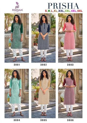 6 Different Colours Designer Chikan Work Cotton Kurti