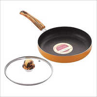 Nirlon Kitchen Non Stick Aluminium Orange Flamy Fry Pan with Glass Lid