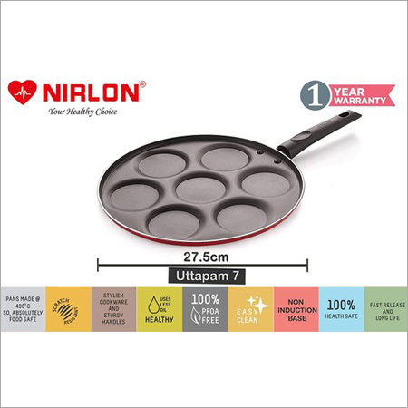 Nirlon Non Stick Pancake Maker Uttapam Maker 7 Cavity Tawa 27.5 Cm Diameter