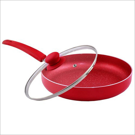 Nirlon Non-Stick Fry Pan Red Velvet Induction Base (With Glass LiD)