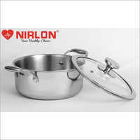 24 Cm Nirlon Stainless Steel Platinum Triply Casserole With Glass Lid