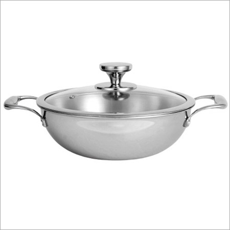 3l Nirlon Platinum Triply Stainless Steel Deep Kadhai With Glass Lid