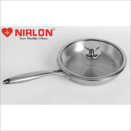 24 Cm Nirlon Platinum Tri-Ply Stainless Steel Frying Pan With Glass Lid