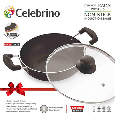 Celebrino Deep Kadhai with Glass Lid 24CM