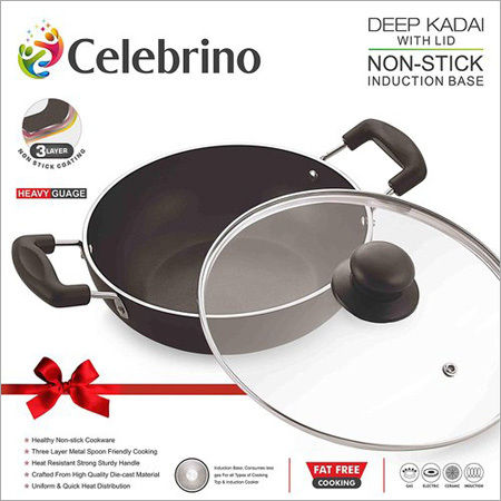 Celebrino Deep Kadhai with Glass Lid 24CM